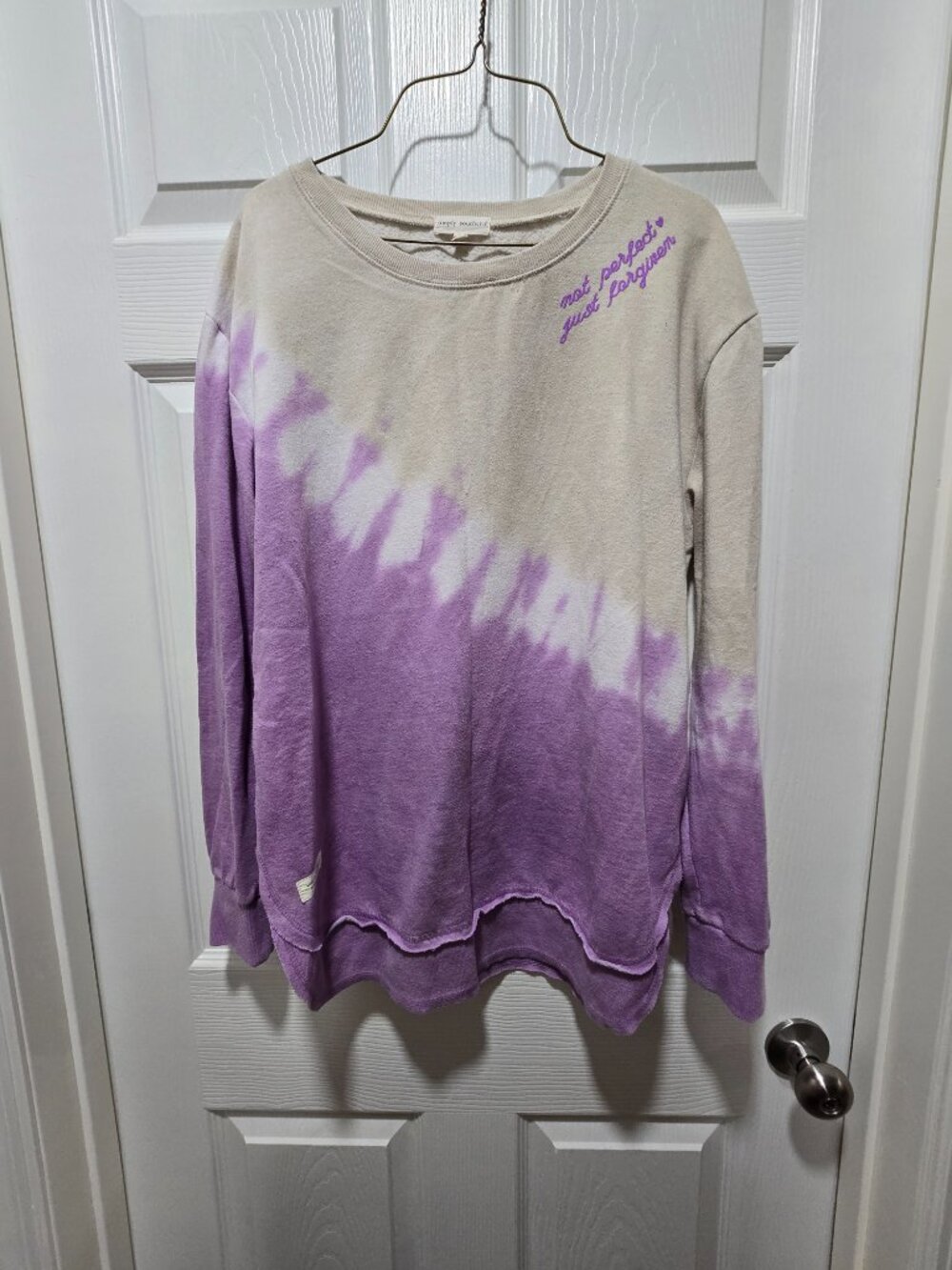 Simply Southern Not Perfect Just Forgiven Sweatshirt LS Pullover Large Tie Dyed